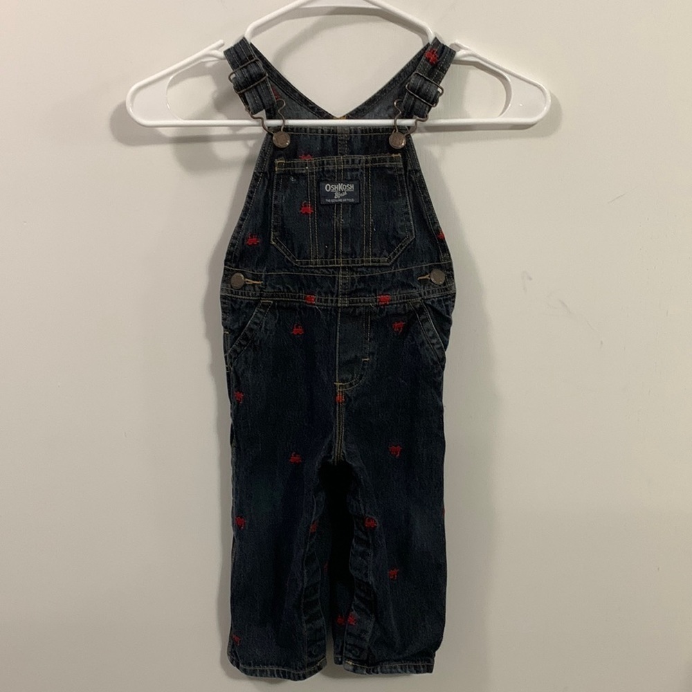 Oshakosh B’gosh blue jean overalls Sz 18 months, good condition, boys or girls